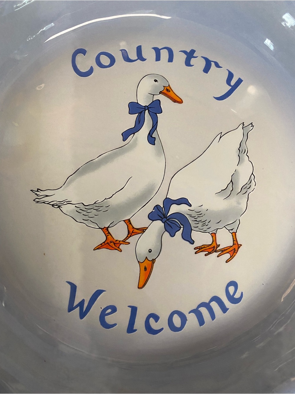 Vintage Light Blue Country Welcome Ceramic Pie Plate - Picture 2 of 3